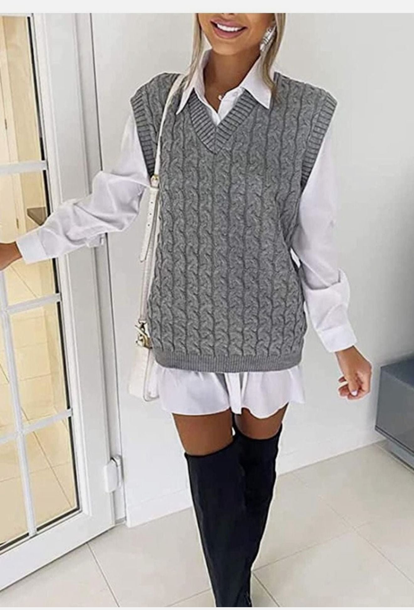 Knitted V neck tank Top