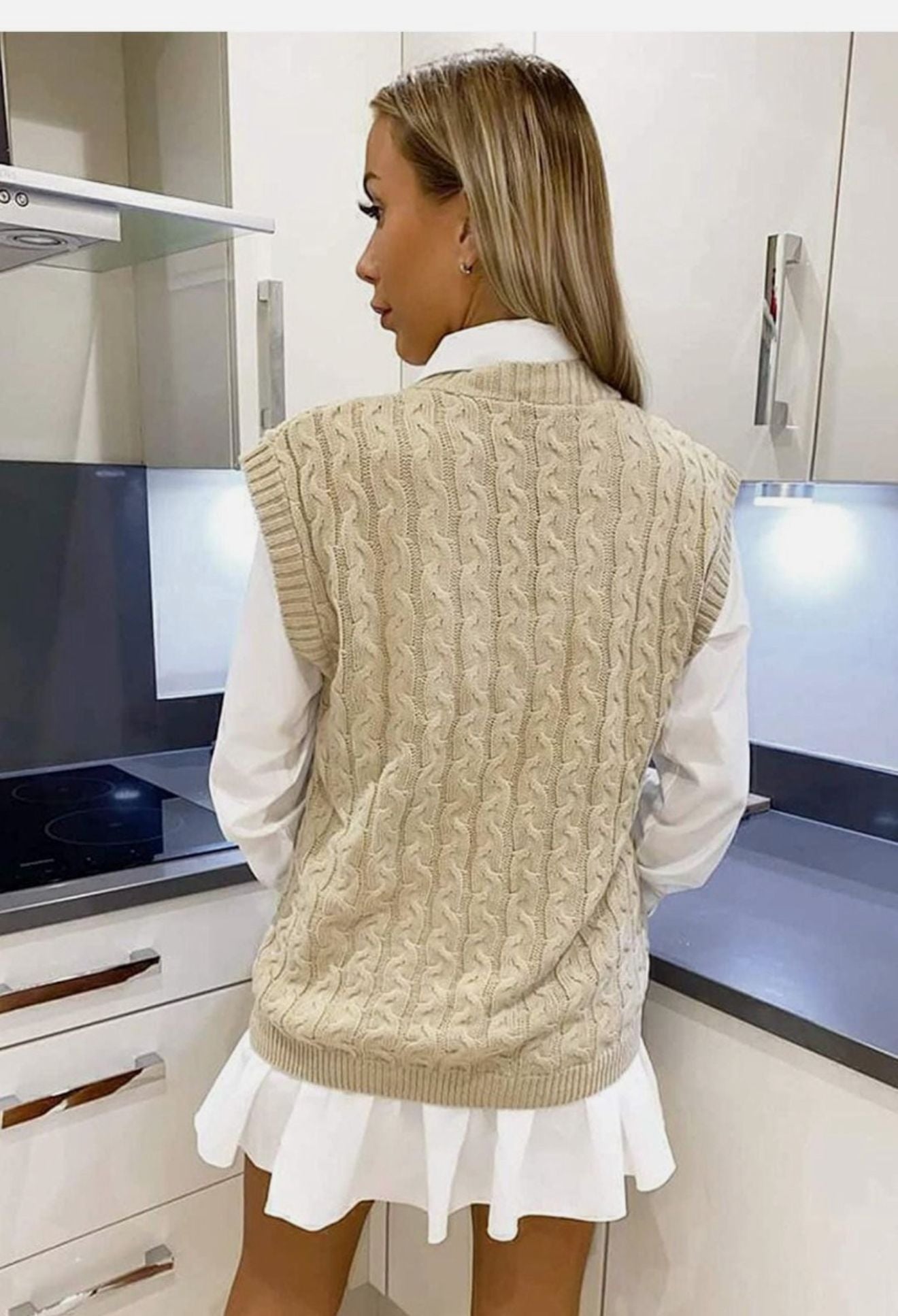 Knitted V neck tank Top