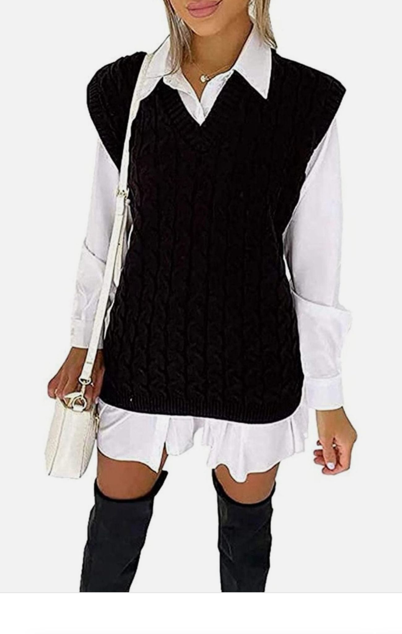 Knitted V neck tank Top