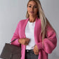 Ladies balloon sleeve short cardigan