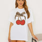 Ladies Bow Cherry Oversized T Shirt