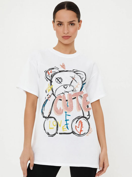 Ladies Cute Teddy Oversized Tshirt