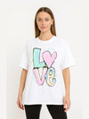 Ladies Multi Love Oversized Tshirt