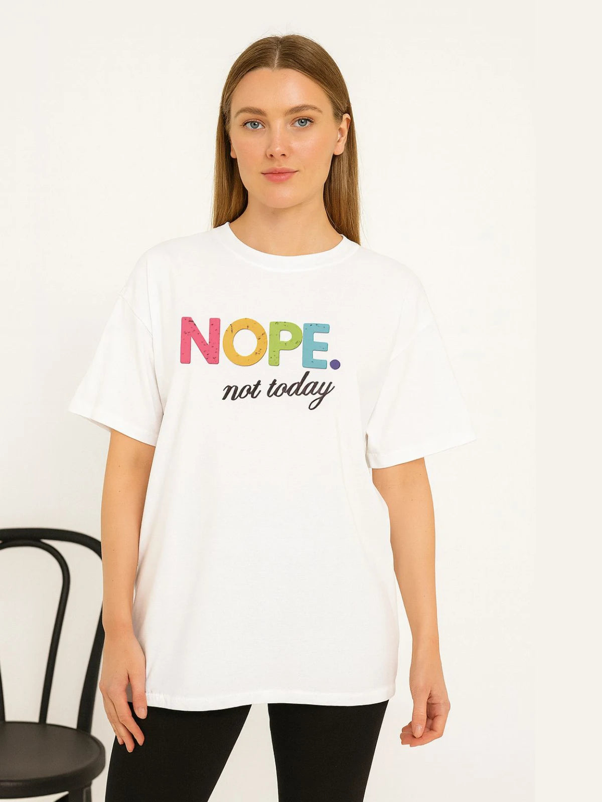 Ladies Nope Not Today  Multicolour Oversized Tshirt