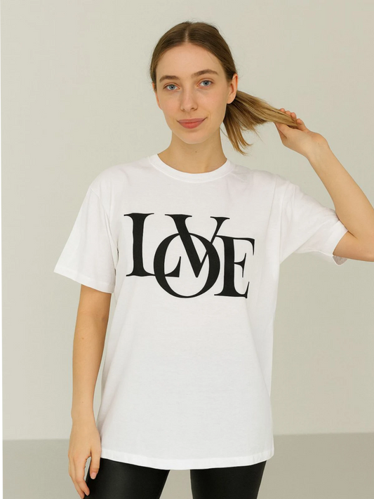 Ladies Plain Love Oversized Tshirt