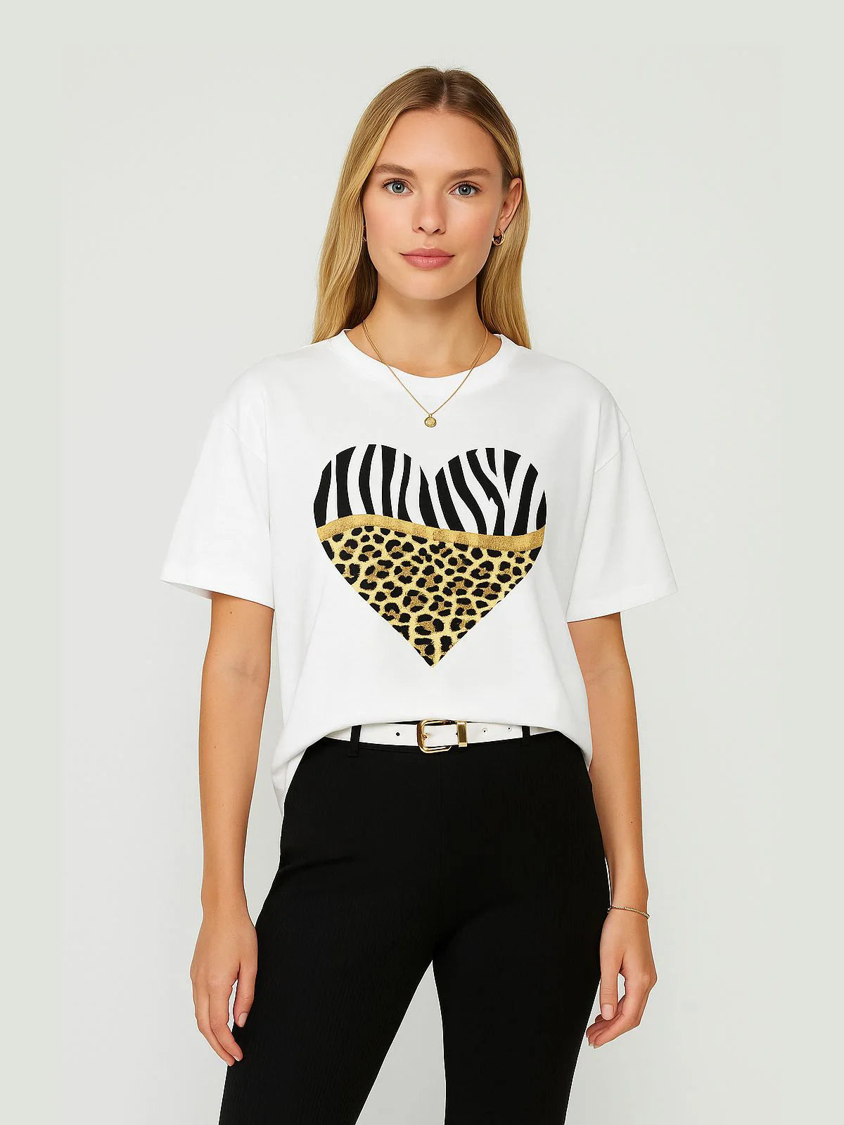 Ladies Tiger/Leopard Heart Oversized Tshirt