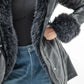 ALYSSA – Long faux leather coat with faux fur-trimmed hood