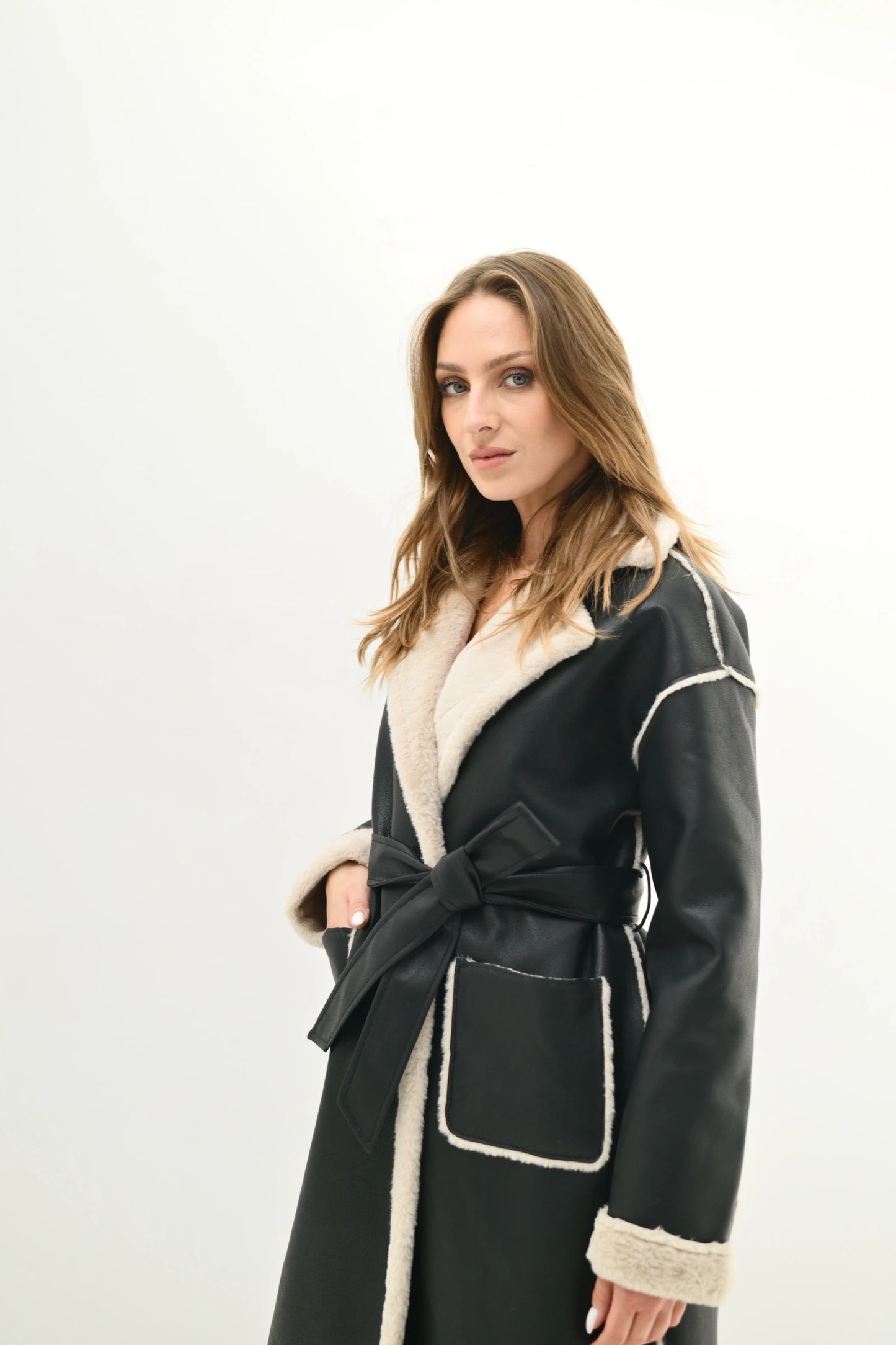 ARCTIC - Faux fur lined coat with adjustable belt