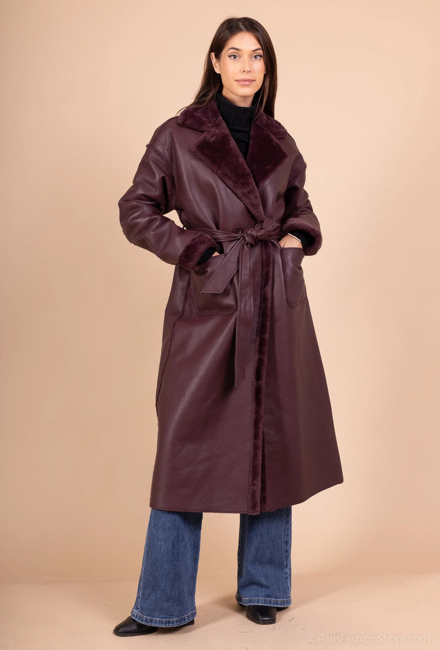 ARCTIC - Faux fur lined coat with adjustable belt