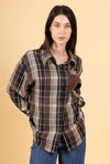 ARLENE - Oversized plaid shirt with rhinestone collar