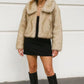 ASTORIA – Short premium faux fur jacket with a wide collar