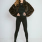 ASTORIA – Short premium faux fur jacket with a wide collar