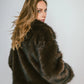 ASTORIA – Short premium faux fur jacket with a wide collar