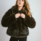 ASTORIA – Short premium faux fur jacket with a wide collar