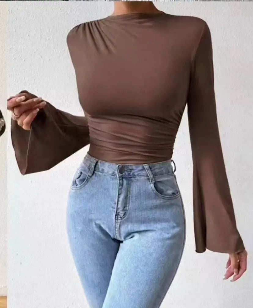 AURA – Fluid long sleeve bodysuit with high neck