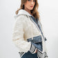 AURA – Hybrid zip-up jacket in cable knit and denim