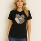Leopard Print multi Hearts Graphic T shirt