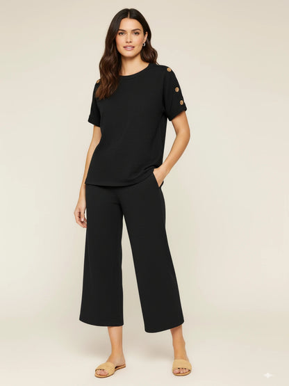 Ladies 8-button on shoulder trousers set