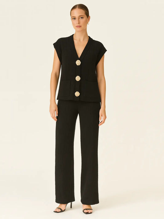 3-gold button short sleeve set