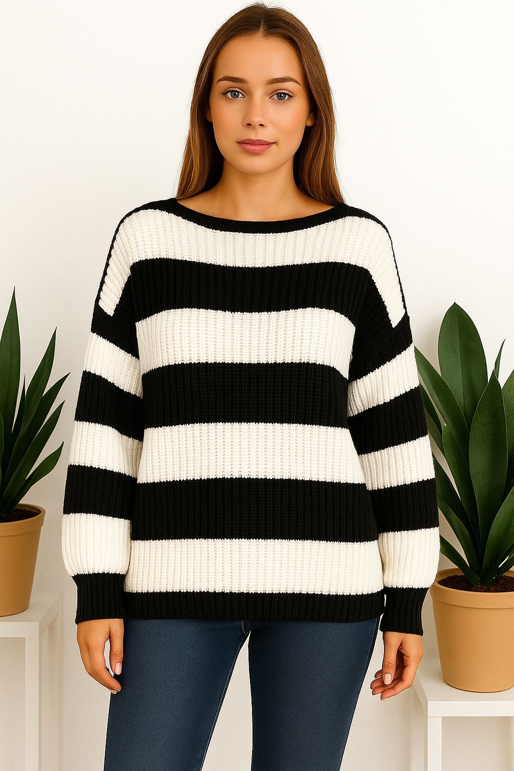 knitted stripe jumper 