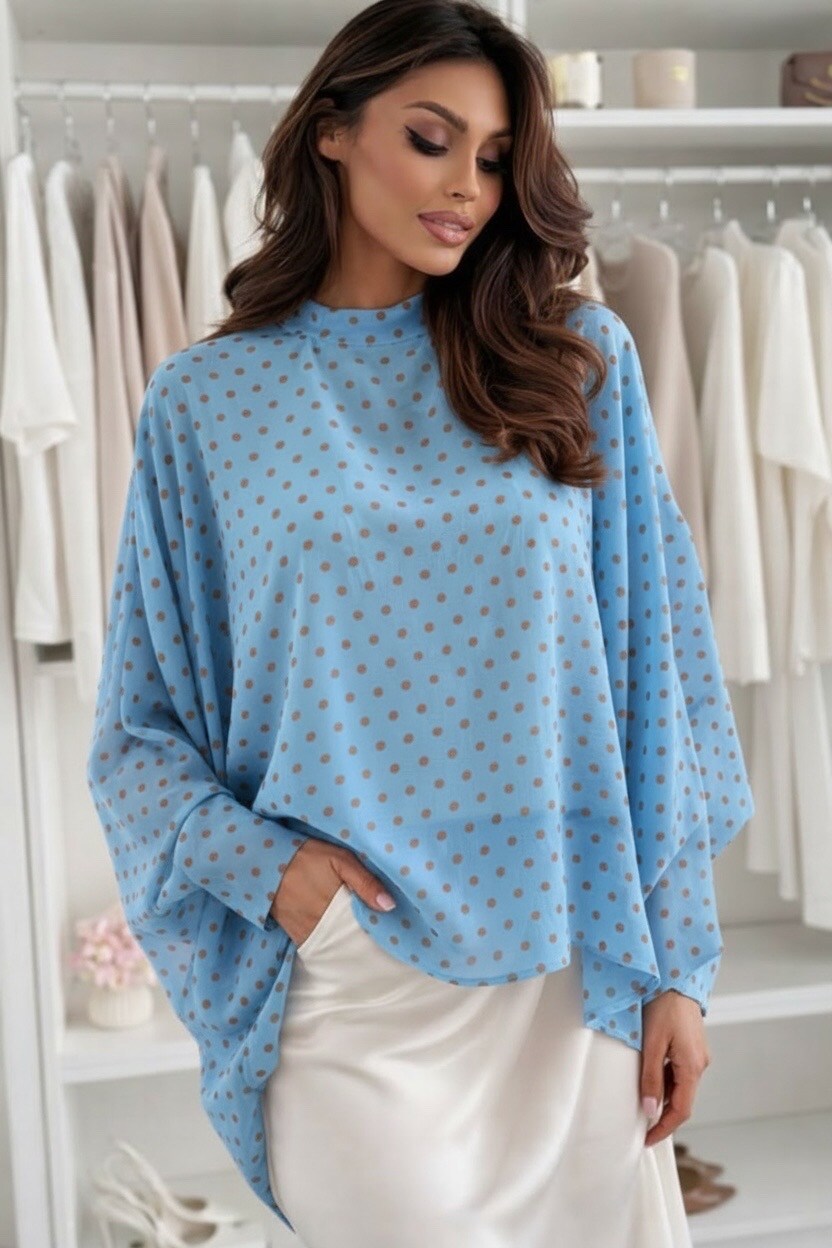 Loose polka dot print blouse with viscose lining