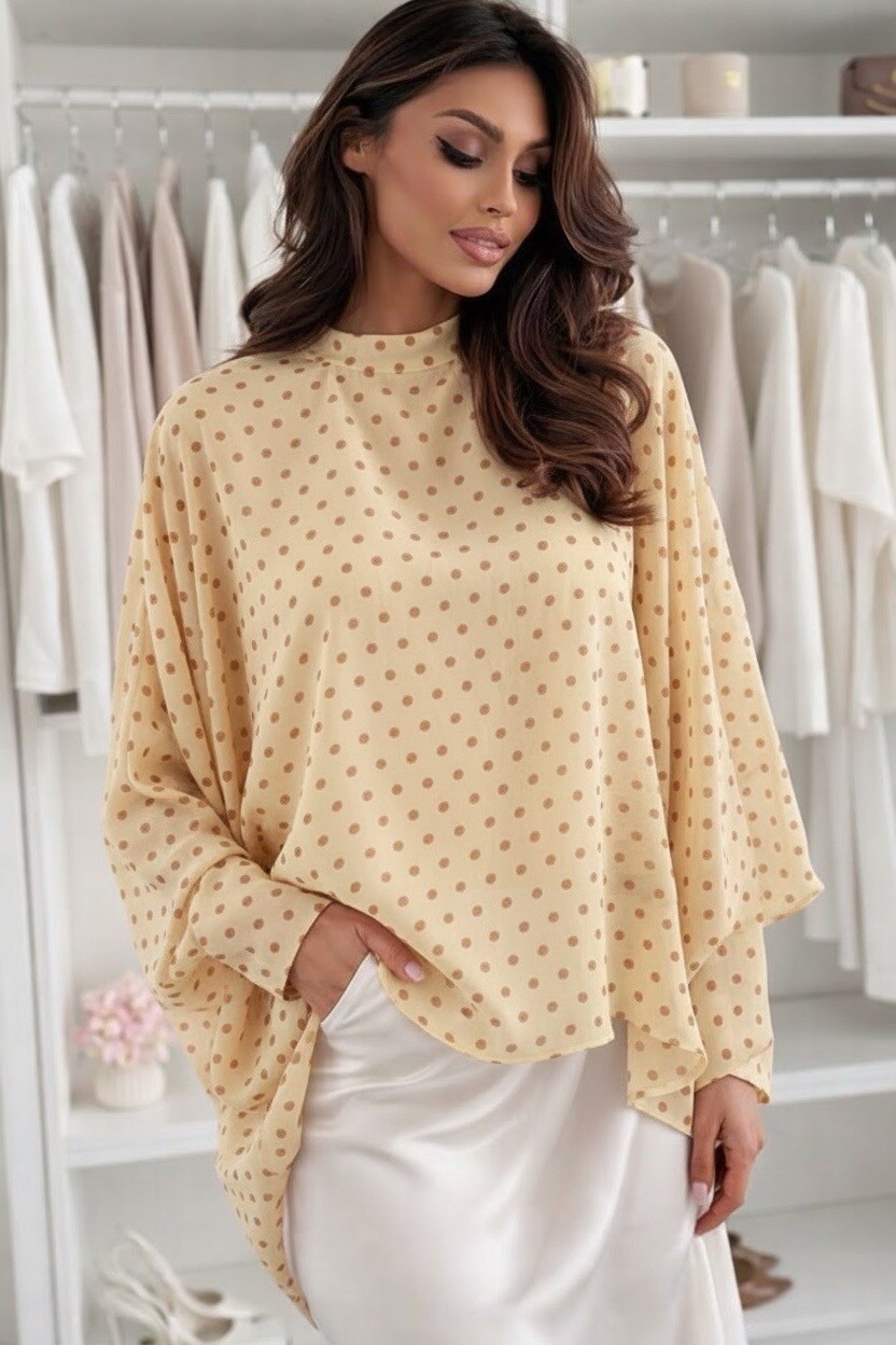Loose polka dot print blouse with viscose lining