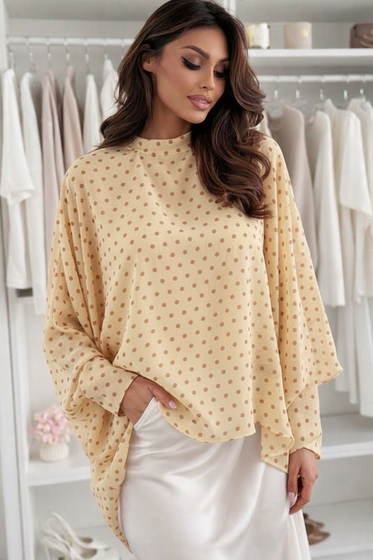 Loose polka dot print blouse with viscose lining