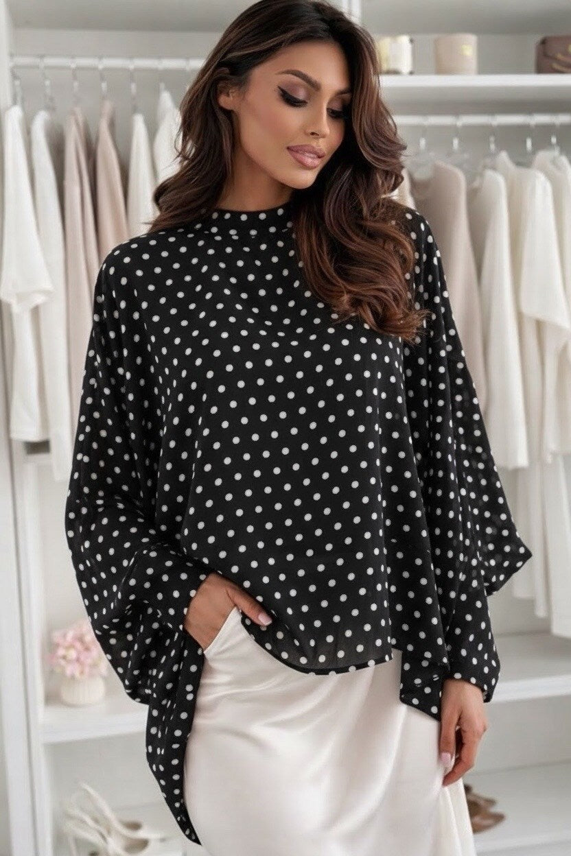 Loose polka dot print blouse with viscose lining