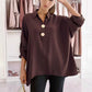 Blouse with golden button collar patterns