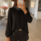 Long-sleeved sequin collar blouse