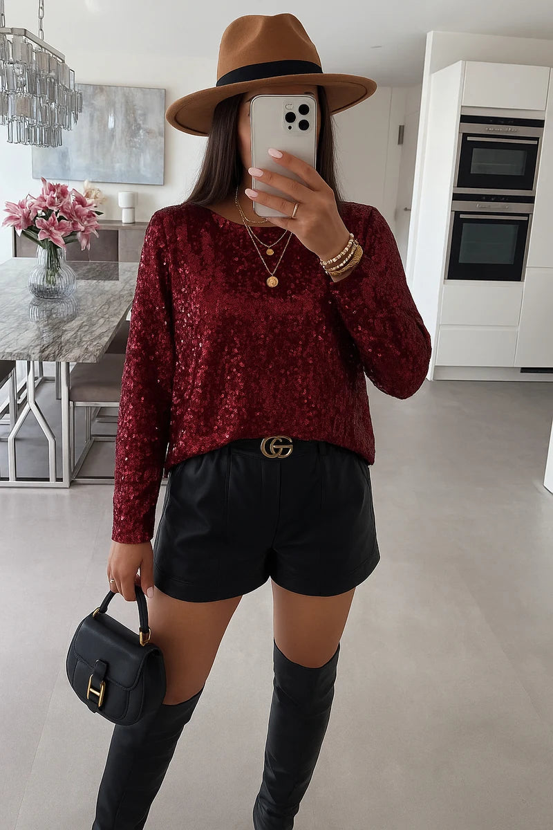 Sequin collar blouse