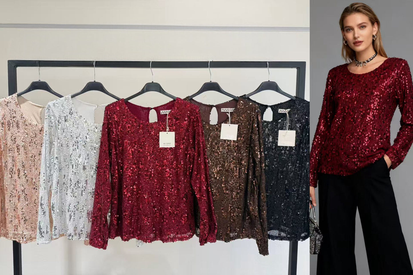 Sequin collar blouse