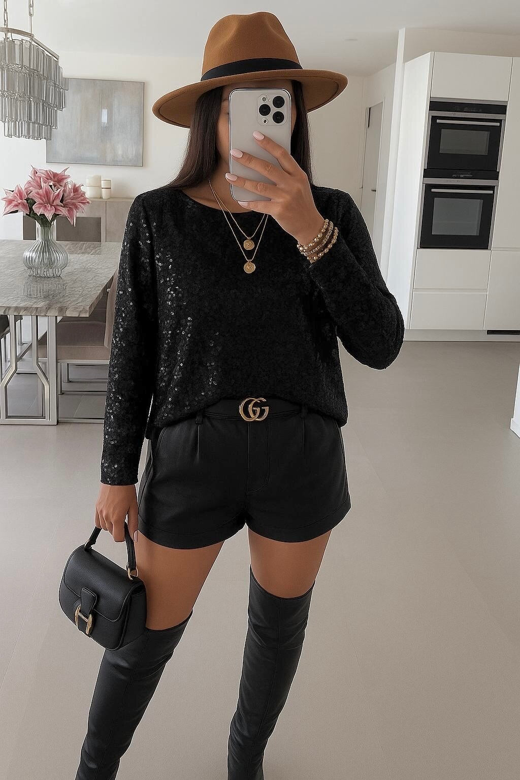 Sequin collar blouse