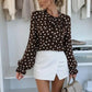 Tie-neck blouse with small polka dot print