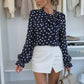 Tie-neck blouse with small polka dot print