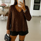 Long-sleeved sequin V-neck blouse