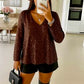 Long-sleeved sequin V-neck blouse