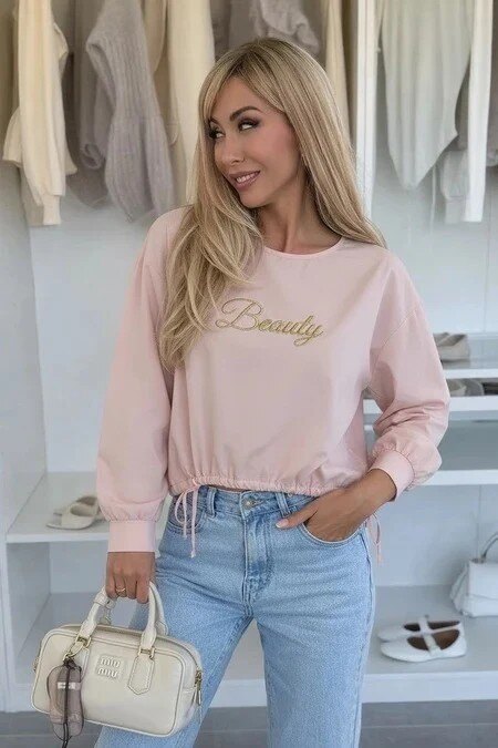 BEAUTY gold inscription cotton blouse