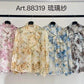 Tie-neck floral print blouse with lining