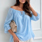 Textured off-shoulder blouse with ruffled sleeves