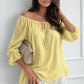 Textured off-shoulder blouse with ruffled sleeves