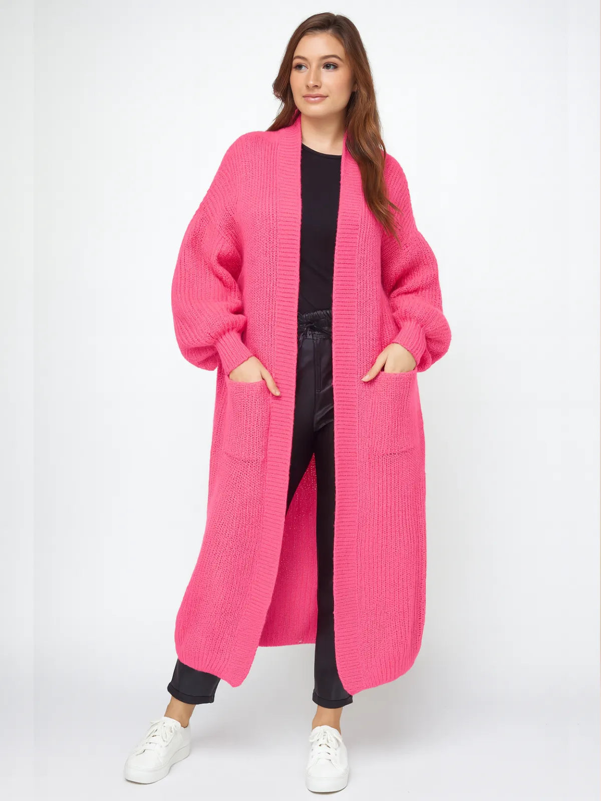 Long balloon sleeve cardigan