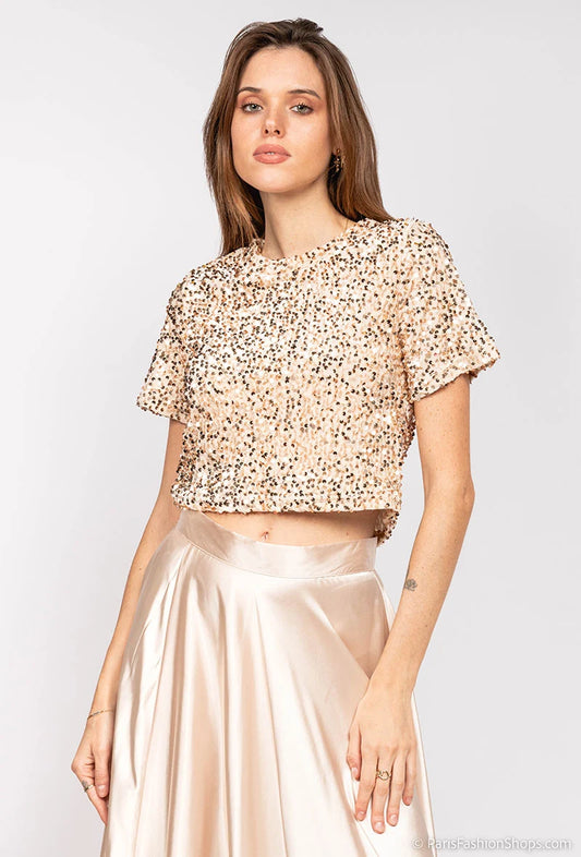 CANDY – Sparkling sequin crop top