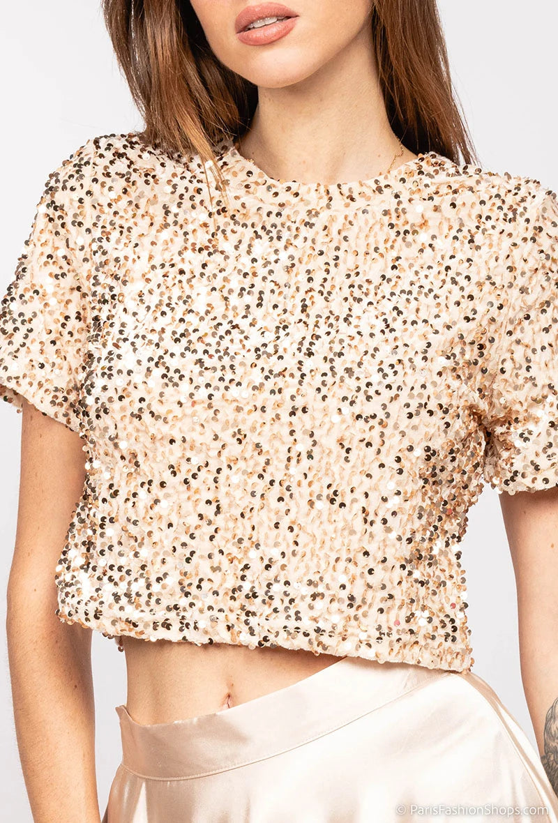 CANDY – Sparkling sequin crop top