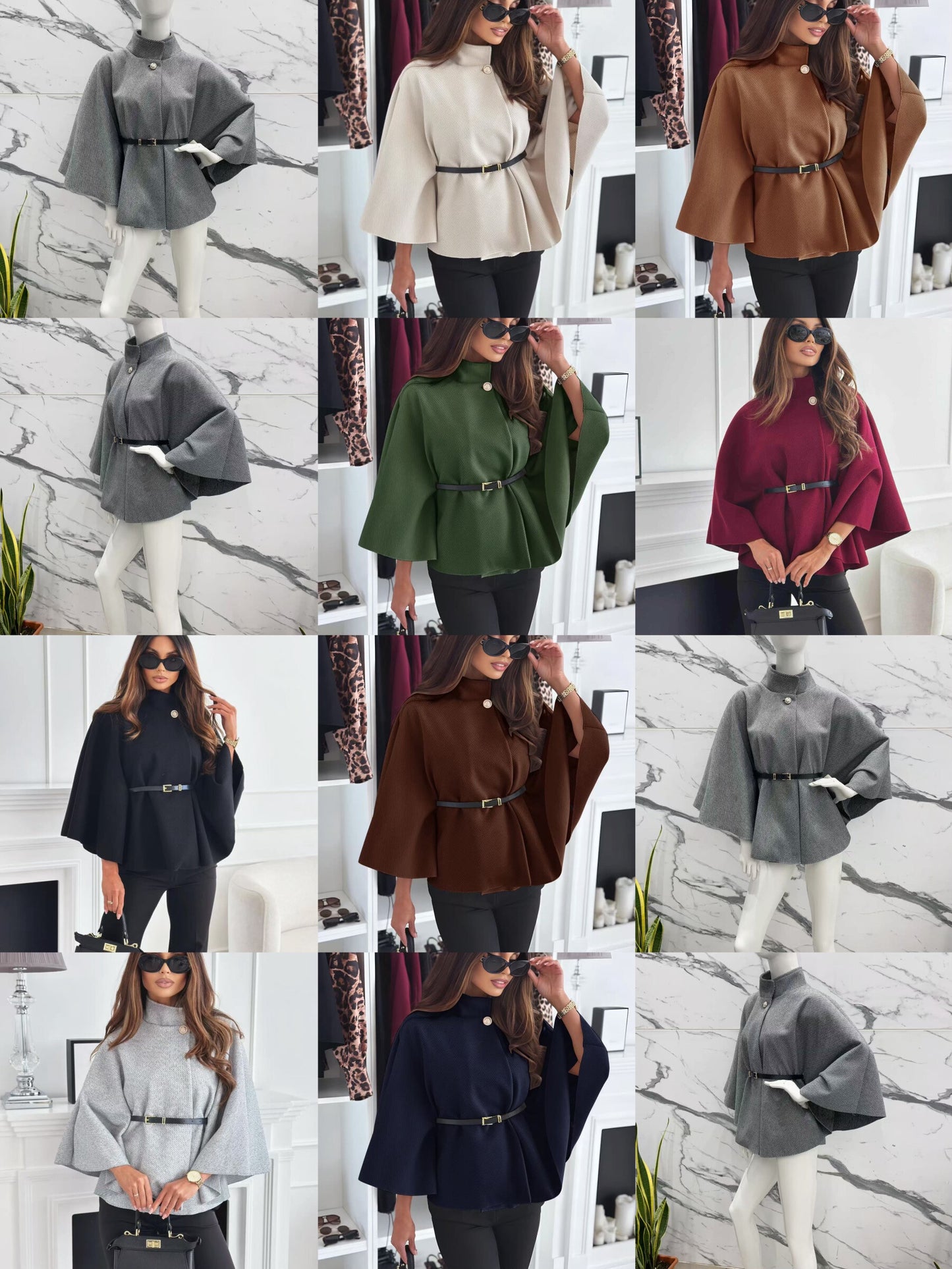 Elegant cape with belt