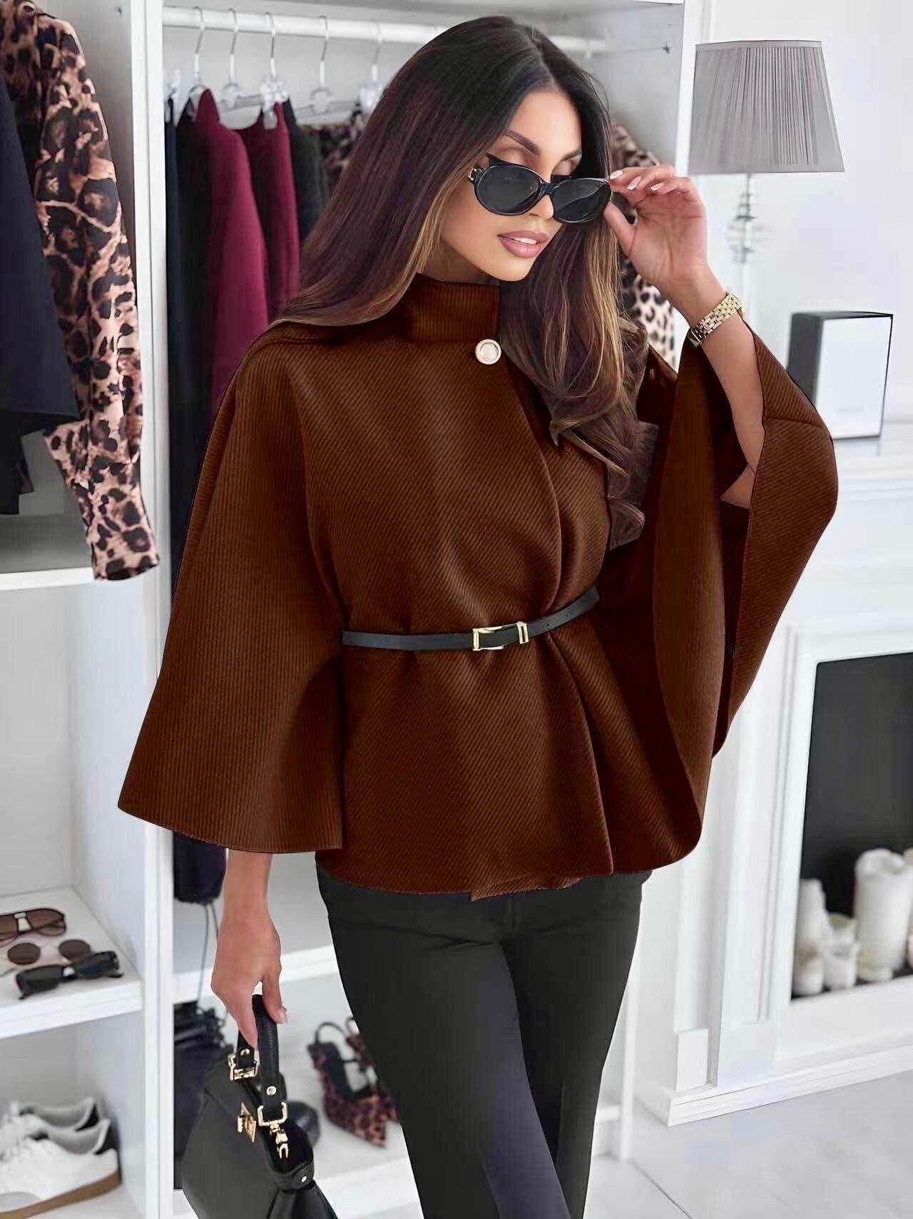 Elegant cape with belt