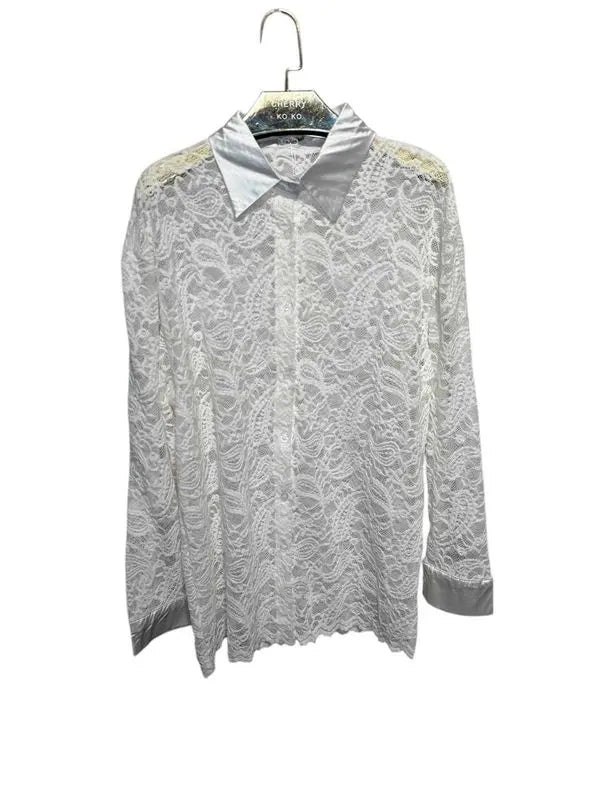 LACEY Shirt – Signature Lace & Satin Collar