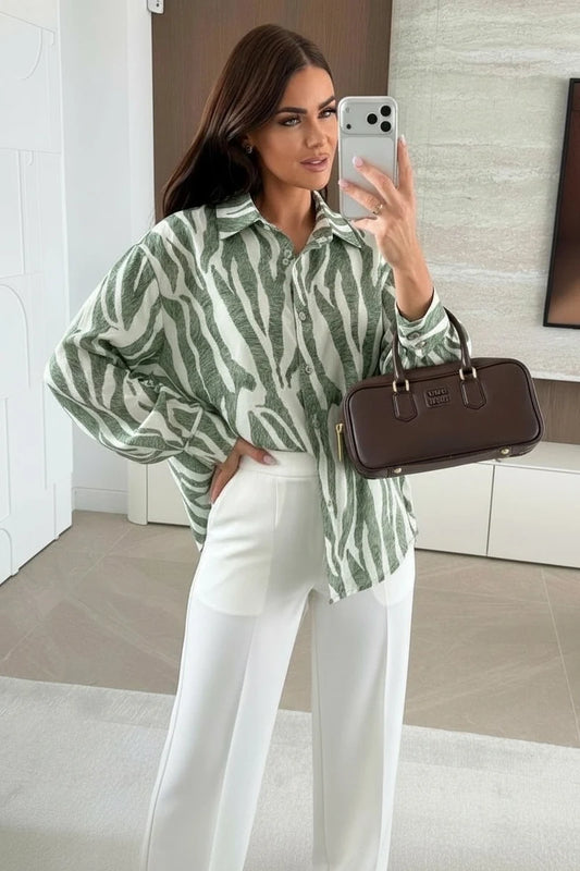 Oversized animal print shirt