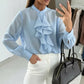 Ruffled striped tencel shirt