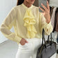 Ruffled striped tencel shirt